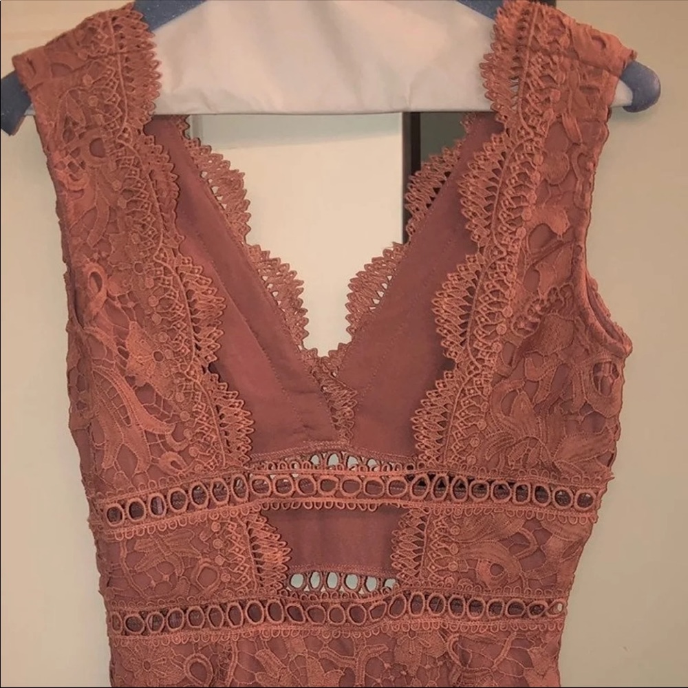 Peach lace bodycon dress
